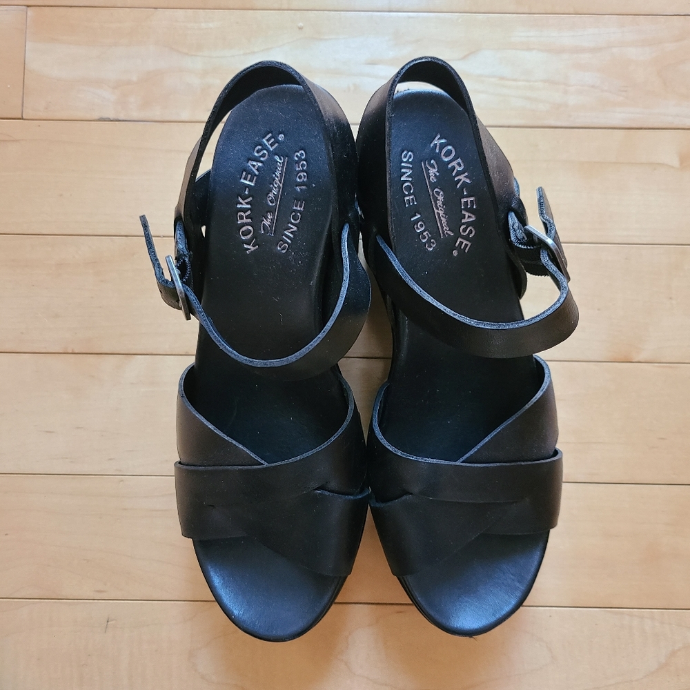 NEW Kork Ease black leather platform sandals